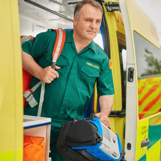 Patient transport crew member