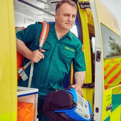 Patient transport crew member